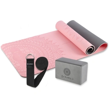 Komplekts YOGA SET HMS MAT TPE LIGHT PINK YM10 + G