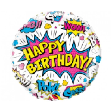 45 cm Folija balons CIR Birthday super hero, white