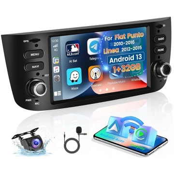 1 + 32 GB Android 15 auto radio Fiat Punto 2010-20