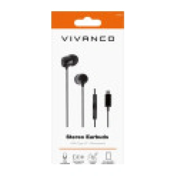 Vivanco austiņas Stereo Earbuds USB-C. melns (6175