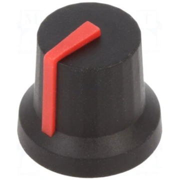Knob | with pointer | rubber,plastic | Øshaft: 6mm