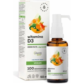 AURA HERBALS D3 vitamīns 2000 SV vegāns (50 ml)
