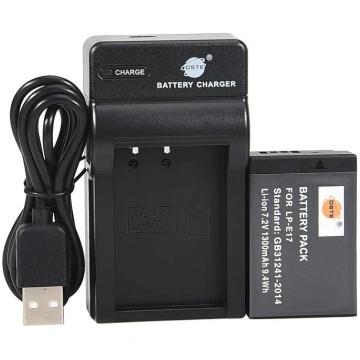 DSTE LP-E17 litija jonu akumulators un USB lādētāj