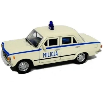 Metāla modelis Welly Fiat 125p 1:39 Milicja balts 