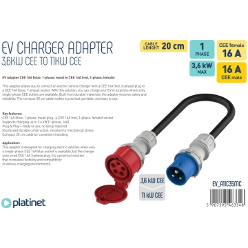 Platinet EV adapter CEE 16A (F) - CEE 16A (M) (EV_