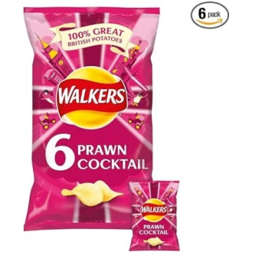 Walkers garneles kokteilis čipsi 6 x 25 g Walkers 