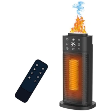 Keramiskais ventilatora sildītājs ar liesmas efekt