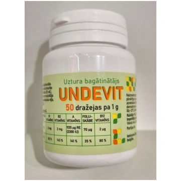 UNDEVIT 50 dražejas Uztura bagātinātājs