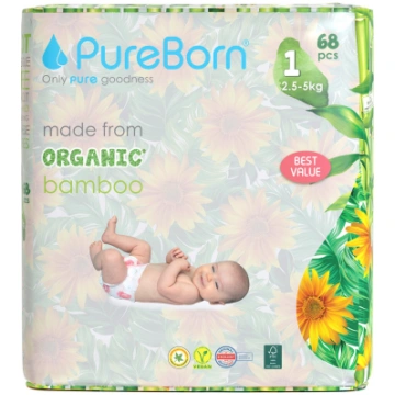 PureBorn autiņbiksītes ar klipšiem 1. izmērs Value