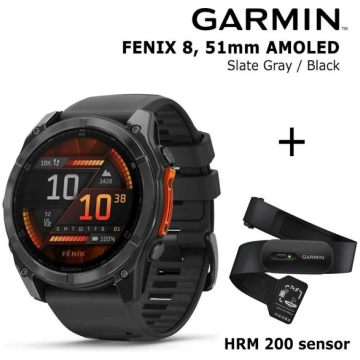 GARMIN Fenix 8 51 mm, AMOLED, Slate Gray + HRM 200