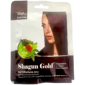 SHAGUN GOLD Dabīga henna matu krāsošanai, Burgundi