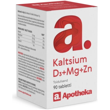 APOTHEKA Kalcijs D3+Mg+Zn tabletes, 90 gab INTERNA