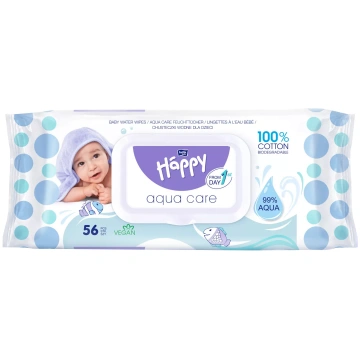 HAPPY Aqua Care mitrās salvetes, 56 gab