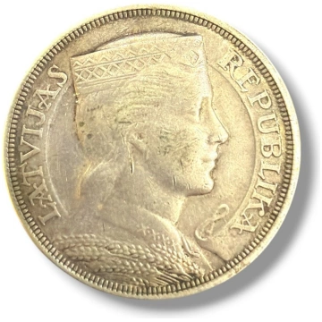 Lietots - Sudraba Monēta 5 Lati, 1932.gads