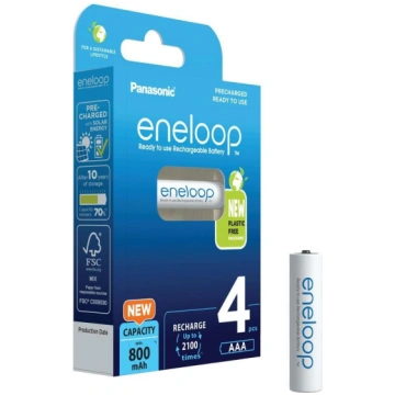 PANASONIC Eneloop AAA Batteries, 800mAh, rechargea
