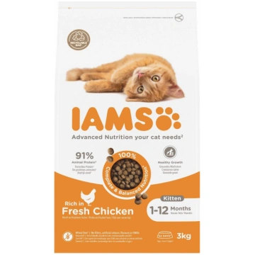 Sausā kaķu barība IAMS Kitten, vistas gaļa, 3 kg