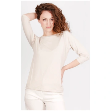 Maglia scollo barchetta viscosa BASICA 3/4 - BEIGE