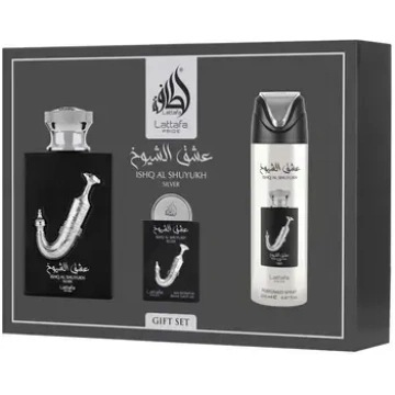 Lattafa Perfumes Ishq Al Shuyukh Silver Gift Set: 