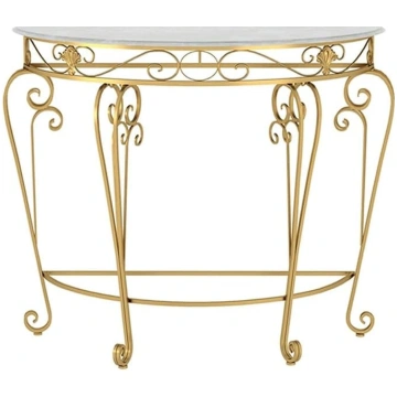 Elegant Crescent Moon Console Table with Faux Marb