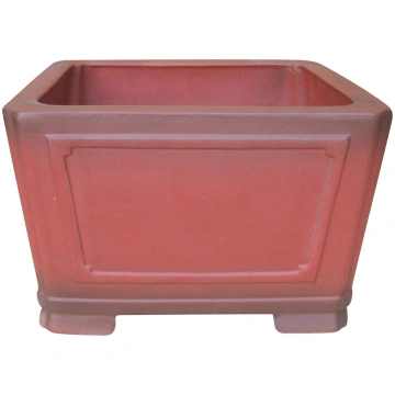 12" Slanted Unglazed Semi-Cascade Bonsai Pot (Red 