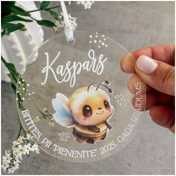 PERSONALIZĒTAS ORGANISKĀ STIKLA MEDAĻAS "BITĪTES" 