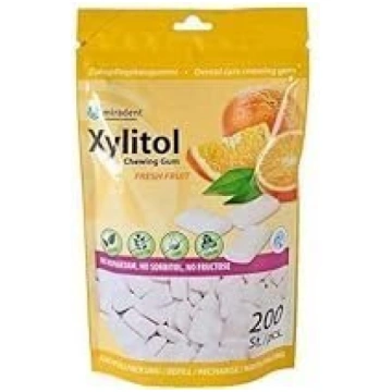 Košļājamā gumija Miradent Xylitol, augļu garša 200