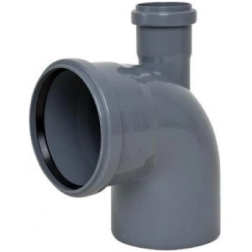 Likums DN110/90°,atzars DN50 90°,labais, PP, pelēk