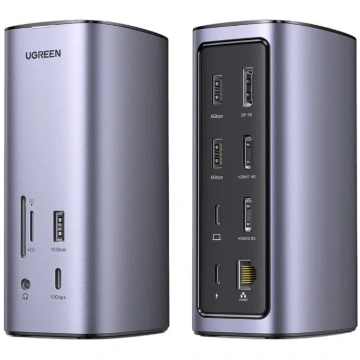 Docking station 12in1 USB-C - 2xHDMI, DisplayPort,