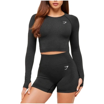 Vital crop - tops ar garām piedurknēm-S gymshark