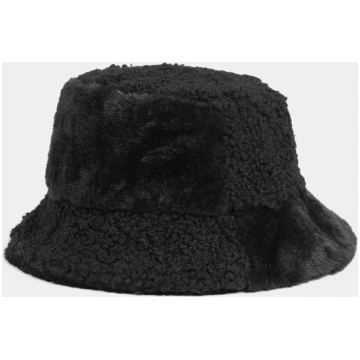 Coco & Carmen Checker Sherpa Bucket Hat Black Coco