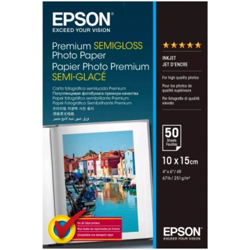 Fotopapīrs Epson Premium Semi-Gloss 10x15cm 50 lap