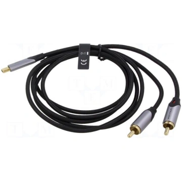 Cable | RCA plug x2,USB C plug | gold-plated | 0.5
