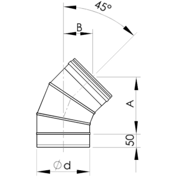 Almeva dūmvada līkums 45gr EW/160, IVESB416