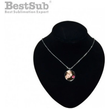 Necklace round pendant with metal string Sublimati