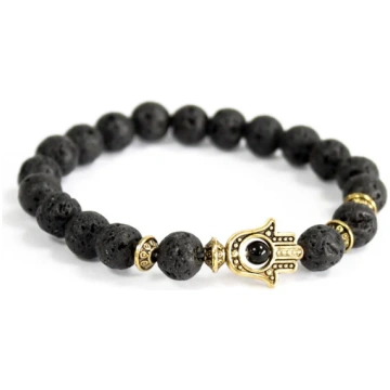 Rokassprādze Lava / Lavastone & Hamsa 8mm SPIRITUA