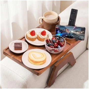 VANGONA Couch Armrest Table, Foldable Side Table f