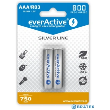 Uzlādējamās baterijas Everactive Silver Line, AAA,