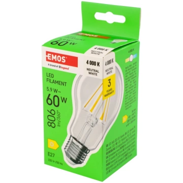 Spuldze LED neitrāli balta, E27 5.9W, 806lm, 4000K