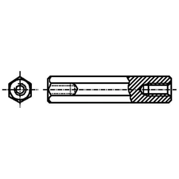Screwed spacer sleeve; 25mm; Int.thread: M3; hexag