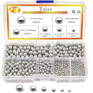 Taiss 620 pieces ball bearing balls, steel balls, 