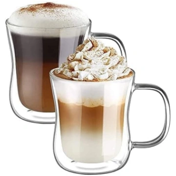 Divsienu kafijas glāzes kapučīno Latte Macchiato a