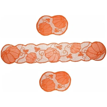 Cabilock Orange Place Mat with Pumpkin Pattern and