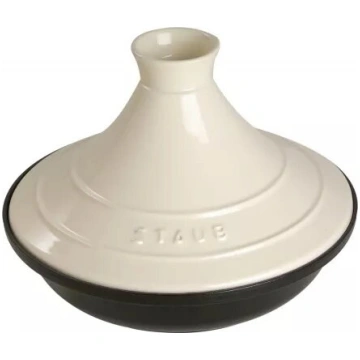 Tadžins Staub Apaļš 28cm Melns Krēms Čuguns