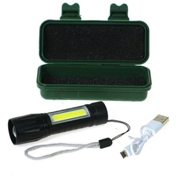 LED lukturītis metāla korpusā, USB uzlādes kabelis