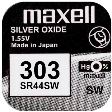 303 baterija 1.55V Maxell sudraba-oksīda SR44SW ie
