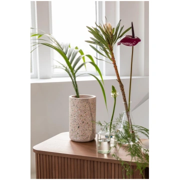 Vase Fajen Terrazzo Pink Zuiver, DUTCH BONE, White