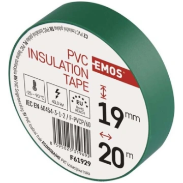 Izolācijas lente PVC 19 mm / 20 m zaļa Emos
