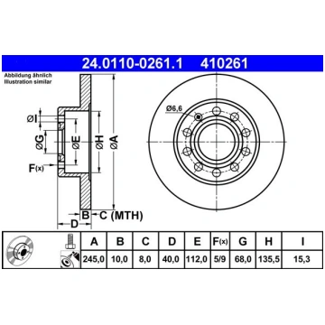 Bremžu diski AIZ. NEVENT. D=245mm AUDI A4 B6 / B7 
