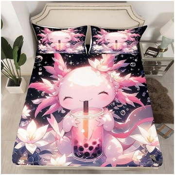 Axolotl Karikatūra Salamandrs Piena tēja Ziedu roz