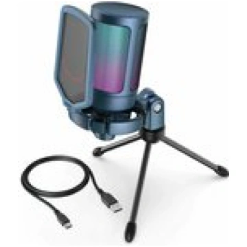 Fifine A6VB cardioid wired microphone (blue) with 